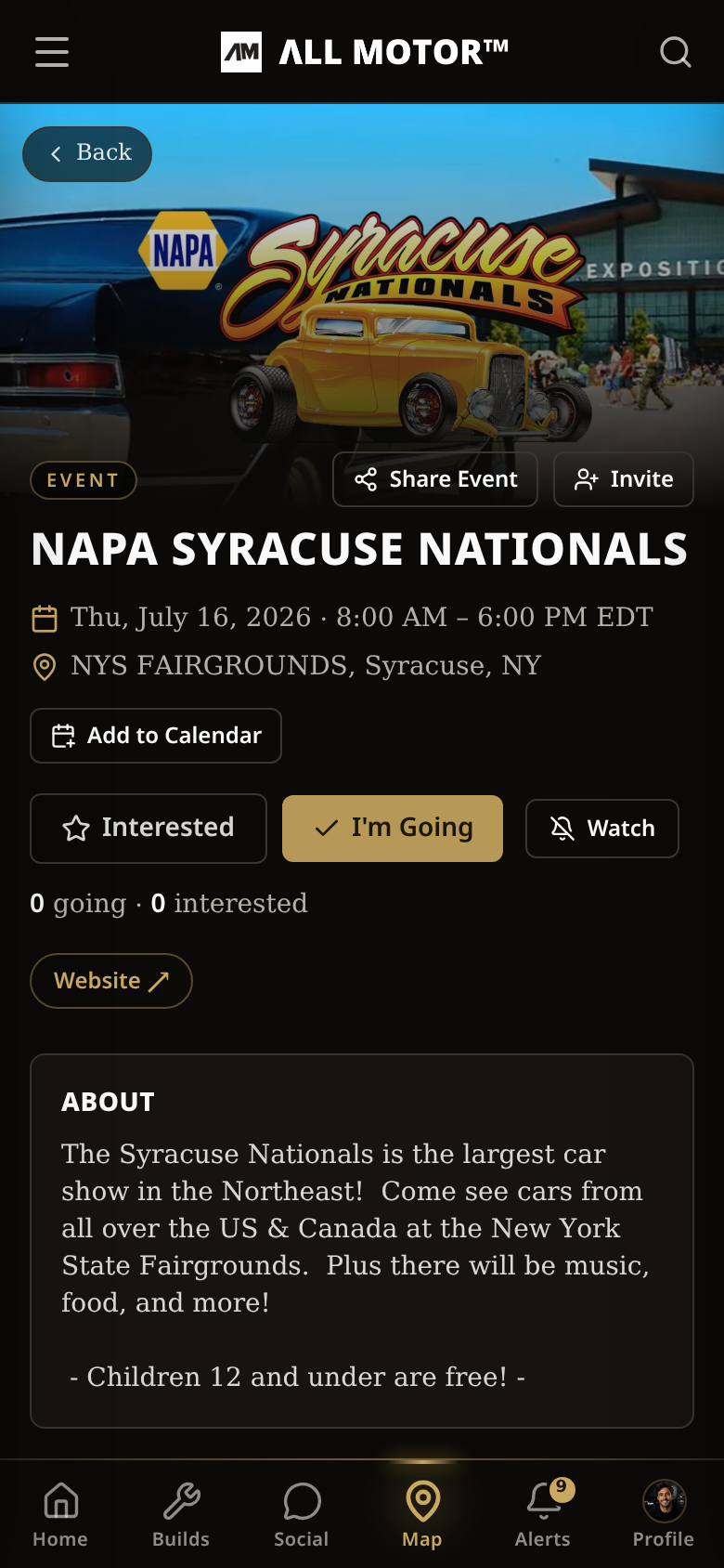 Event detail with flyer and RSVP