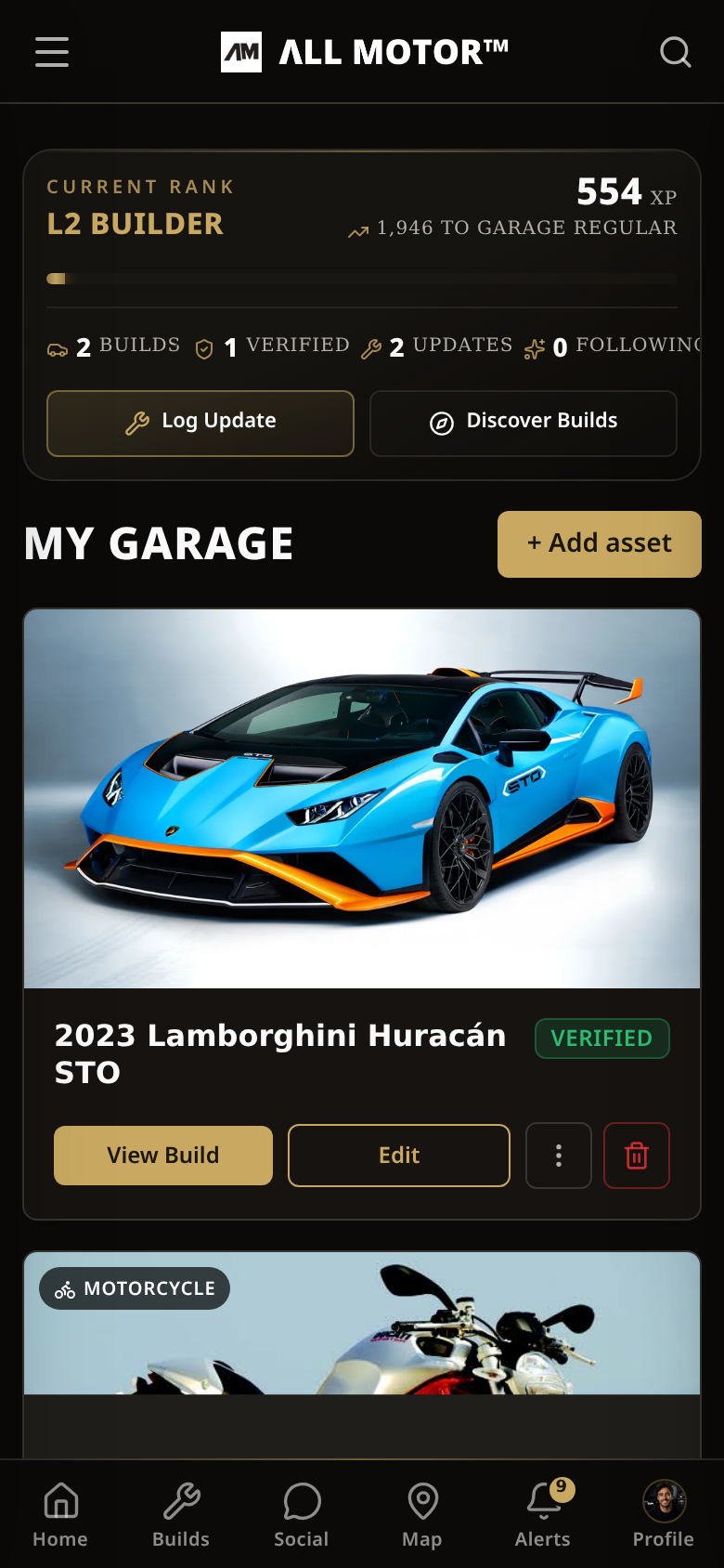 Digital garage of real builds